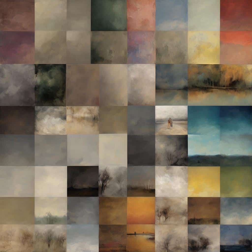 Χρωματικές υφές τέχνης, εξέλιξη υλικών στην τέχνη, αφηρημένες πινελιές ζωγραφικής, φυσικά τοπία και ποιητικά τοπιά, εξελικτικές υφές σε έργα τέχνης, υλικά τέχνης και σύγχρονες ζωγραφιές, καλλιτεχνικά έργα με υλικά και χρώματα.